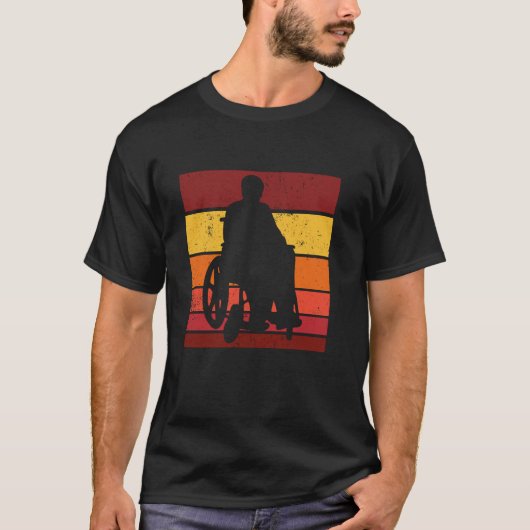 車椅子のレトロデザイン - 車椅子と障害 Tシャツ (正面)