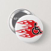 車椅子のロケットの炎 缶バッジ (正面&裏面)