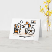 車椅子の人。病院、老人ホーム カード (黄色い花)