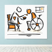 車椅子の人。病院/老人ホーム キャンバスプリント (インサイチュ (ウッドフロア))