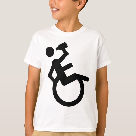車椅子の大酒飲みの車椅子 Tシャツ (正面)