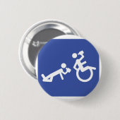 車椅子の大酒飲み 缶バッジ (正面&裏面)