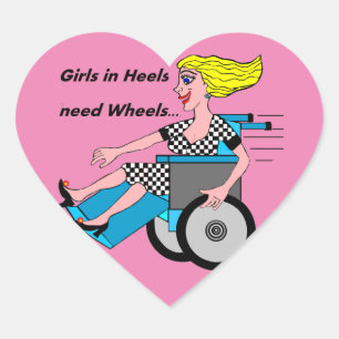 車椅子の女の子インヒール ハートシール