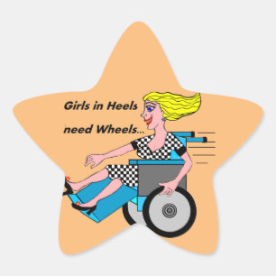 車椅子の女の子インヒール 星シール