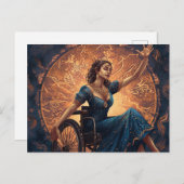 車椅子の女性が幸せに踊る ポストカード (正面/裏面)