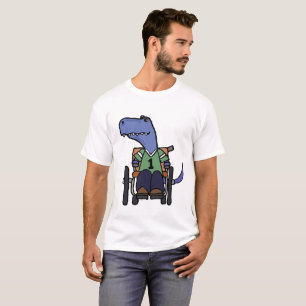 車椅子の漫画のかわいいTレックスの恐竜 Tシャツ