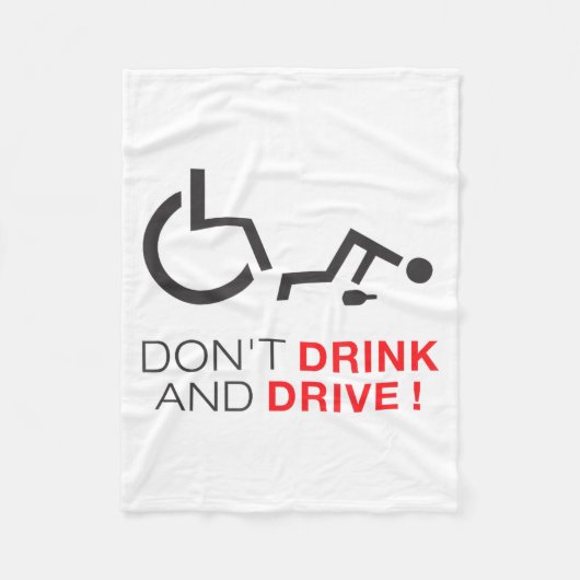 車椅子の飲酒運転はやめよう!面白いデザイン フリースブランケット (正面)