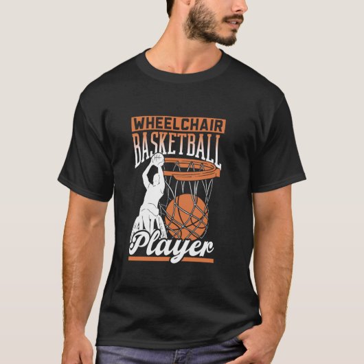 車椅子バスケットボール選手スポーツ車いすバス Tシャツ (正面)
