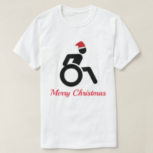 車椅子及び帽子とのカスタマイズ可能なメリークリスマス Tシャツ