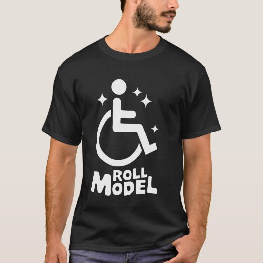 車椅子 ハンディキャップ ロール モデル Tシャツ (正面)