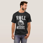 車椅子 ハンディキャップ ロール モデル Tシャツ (正面フル)