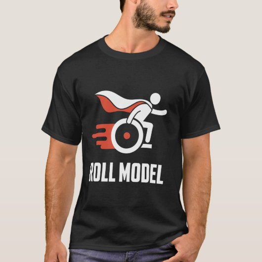 車椅子 ハンディキャップ ロール モデル Tシャツ (正面)