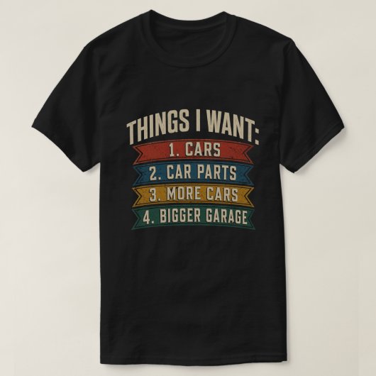 車欲しい病 楽しいクルマ好きのための面白グッズ Tシャツ (デザイン正面)