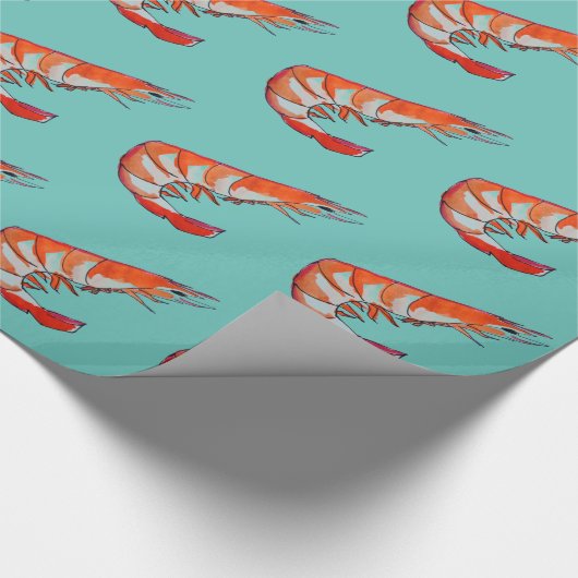 車海老のエビのシーフードの駄作の芸術 ラッピングペーパー (角)