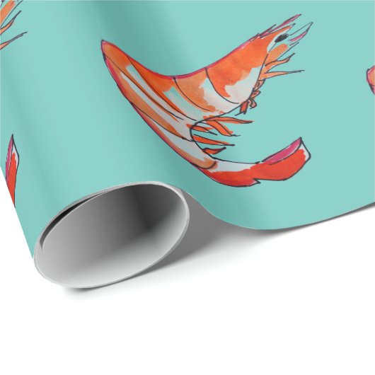 車海老のエビのシーフードの駄作の芸術 ラッピングペーパー (ロールコーナー)