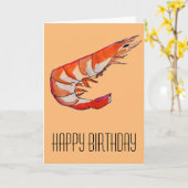 車海老のエビのシーフードの駄作の誕生日 カード (黄色い花)