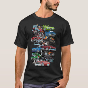 車狂い!マッスルカーとホットロッドマンガ Tシャツ