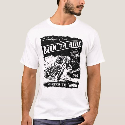 車生まれに乗せられて仕事を余儀なくされる Tシャツ (正面)