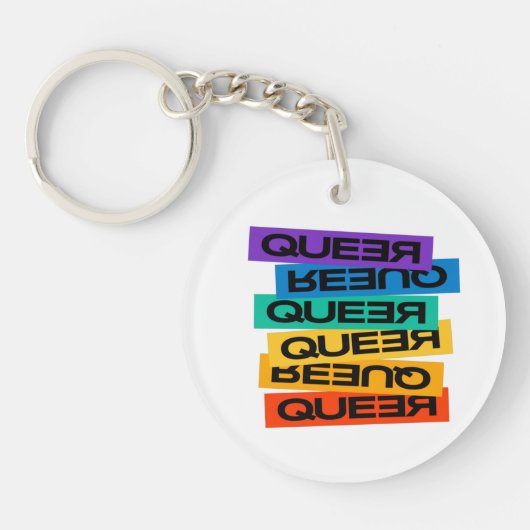 車用マグネット。LGBTプライド。クィア。 キーホルダー (正面)
