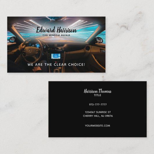 車窓修理スローガン 名刺 (正面/裏面)