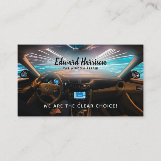 車窓修理スローガン 名刺 (正面)