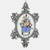 車結婚のカップルのクリスマススノーフレークオーナメント スノーフレークピューターオーナメント (左)