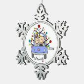 車結婚のカップルのクリスマススノーフレークオーナメント スノーフレークピューターオーナメント (右)