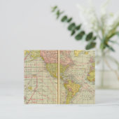 車線のある世界地図 ポストカード (スタンド正面)