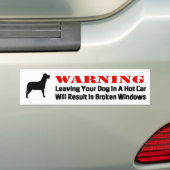 車警告の窓離れ内の犬が壊れる バンパーステッカー (車上)