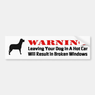 車警告の窓離れ内の犬が壊れる バンパーステッカー
