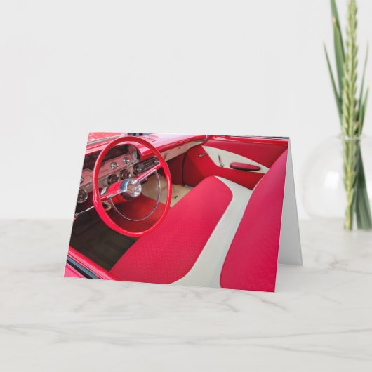 車赤と白インテリア カード (正面)