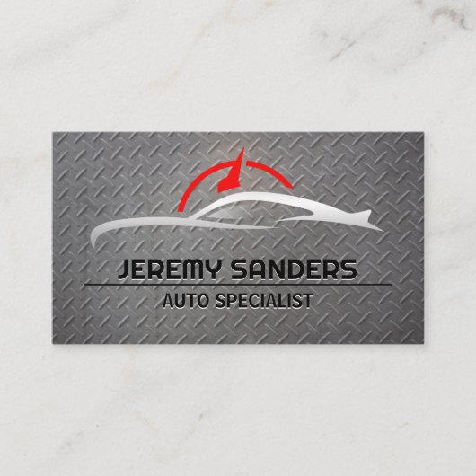 車走行距離計 |鋼の背景 |自動 名刺 (正面)