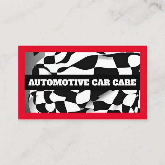 車車の整備士市松模様にフラグ赤 名刺 (正面)