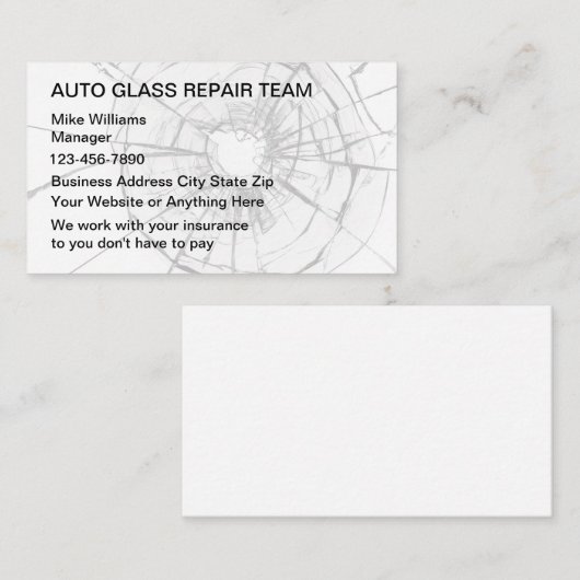 車車の用ガラス修理名刺 名刺 (正面/裏面)