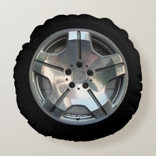 車車輪の装飾用クッション ラウンドクッション (正面)