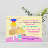 車輪およびカップケーキの体操の誕生会 招待状 (スタンド正面)