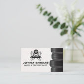 車輪とタイヤのサービス |自動体整備士ロゴ 名刺 (スタンド正面)