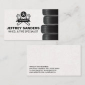 車輪とタイヤのサービス |自動体整備士ロゴ 名刺 (正面/裏面)