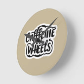 車輪にカフェイン ラウンド壁時計 (傾斜)