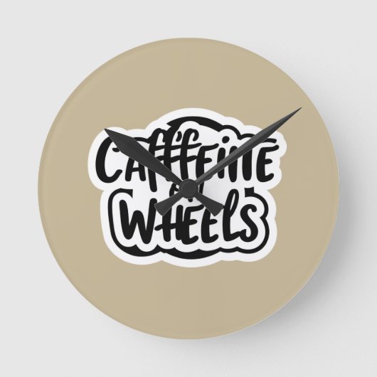 車輪にカフェイン ラウンド壁時計 (正面)