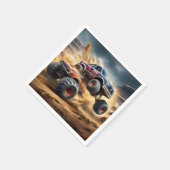 車輪のカオス：モンスタートラックがダービーを叩き潰す。 スタンダードカクテルナプキン (角)