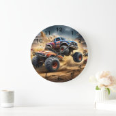 車輪のカオス:モンスタートラックがダービーを叩き潰す。 ラージ壁時計 (ホーム)