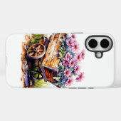 車輪のバレルに美しいシオンの花 Case-Mate iPhoneケース (裏面 (横))