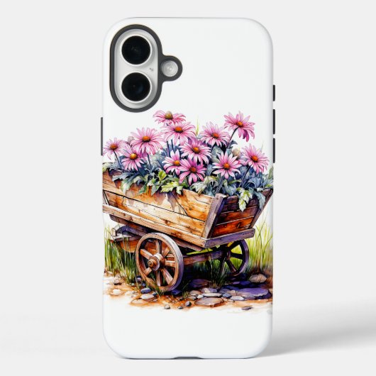 車輪のバレルに美しいシオンの花 Case-Mate iPhoneケース (裏面)