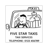 車輪の後ろのタクシー運転手 ラバースタンプ (インプリント)