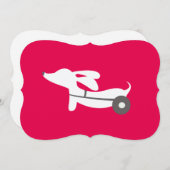 車輪の車椅子のバレンタインデーのダックスフント シーズンカード (正面/裏面)