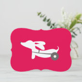 車輪の車椅子のバレンタインデーのダックスフント シーズンカード (スタンド正面)