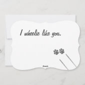 車輪の車椅子のバレンタインデーのダックスフント シーズンカード (裏面)