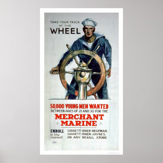 車輪を取る – Merchant Marine (US02058) ポスター (正面)