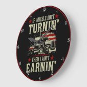 車輪ターンイン、アーニン'：トラック運転手の生活 ラージ壁時計 (傾斜)